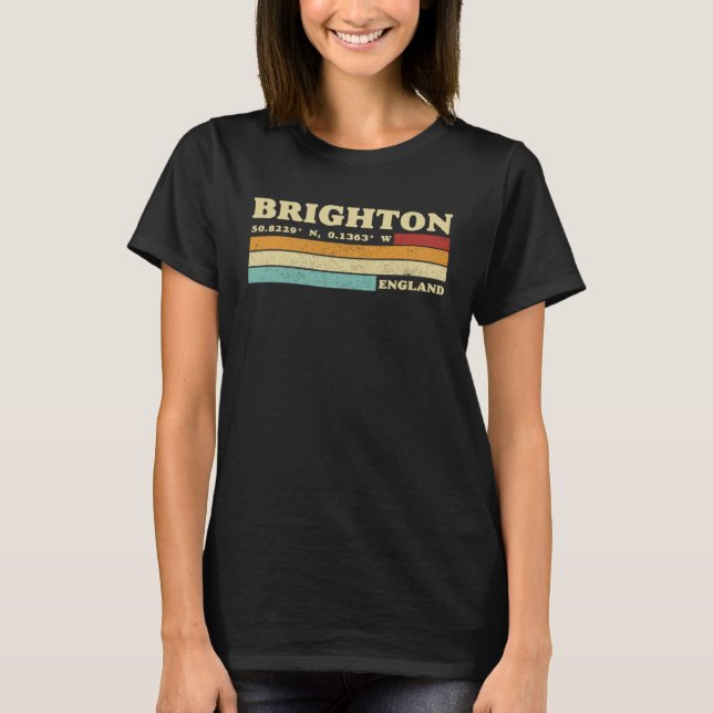 Camiseta Brighton England City Retro Longitude Latitude (Anverso)