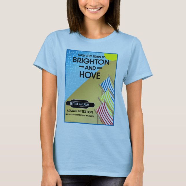 Camiseta Brighton Y Hove Train Travel Beach Art (Anverso)