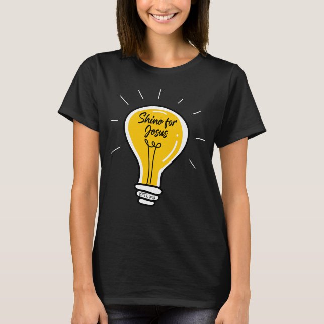 Camiseta Brilla por JESUS - Mateo 5:16 Fe en la escuela dom (Anverso)