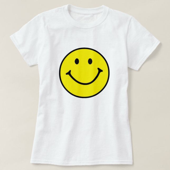 Camiseta Brillante Amarillo Feliz Cara Sonriente (Diseño del anverso)