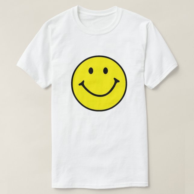 Camiseta Brillante Amarillo Feliz Cara Sonriente (Diseño del anverso)