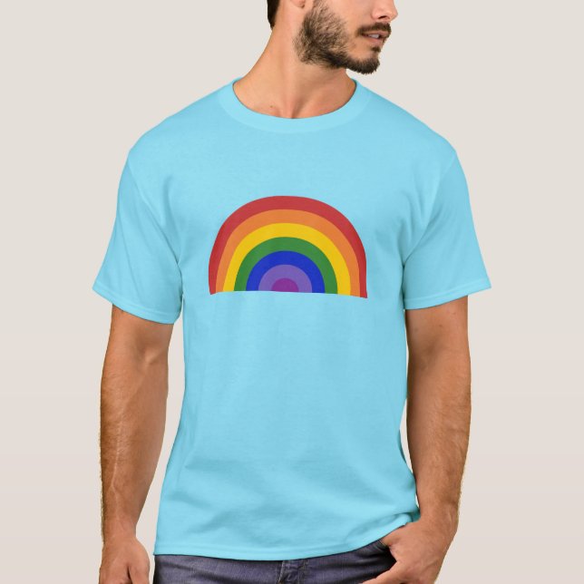 Camiseta Brillante arcoiris con un claro orgullo LGBT azul (Anverso)