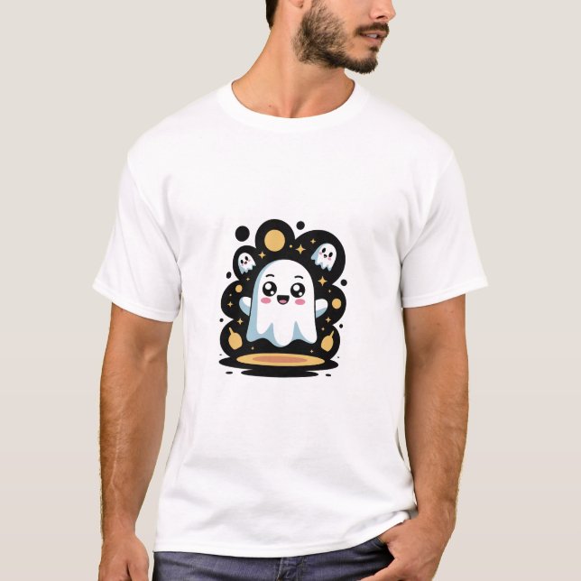 Camiseta Brillante brillante - Fantasma de Halloween lindo (Anverso)
