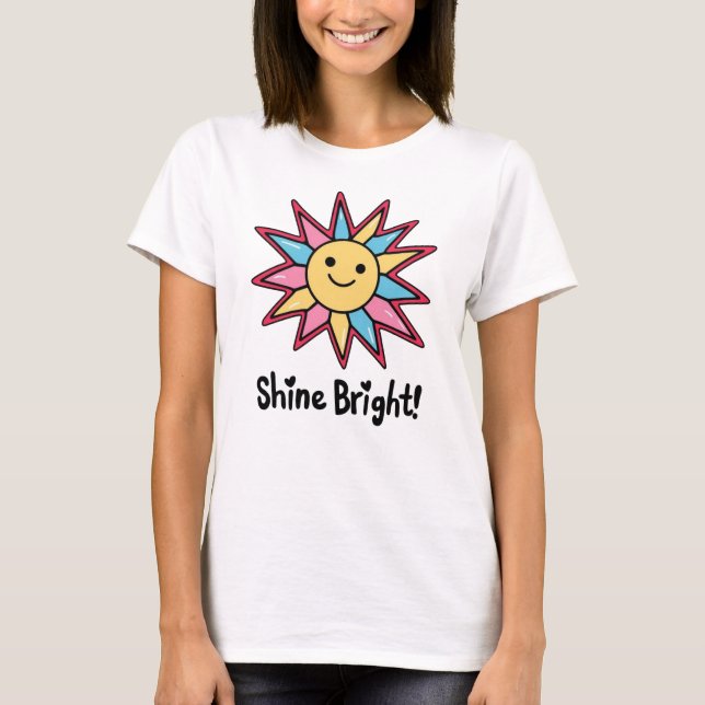 Camiseta Brillante brillante: Un diseño solar colorido (Anverso)