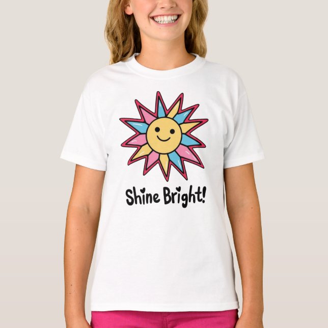 Camiseta Brillante brillante: Un diseño solar colorido (Anverso)