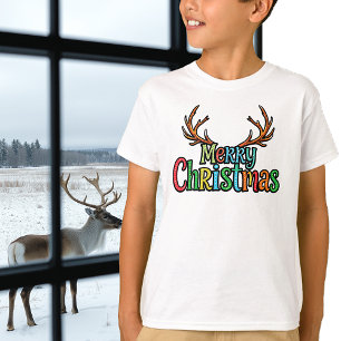 Camiseta Brillante Feliz Navidad con cuernos
