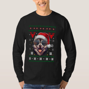 Camiseta Brillante feo X-mas Santa Siberian Husky Perro Cri