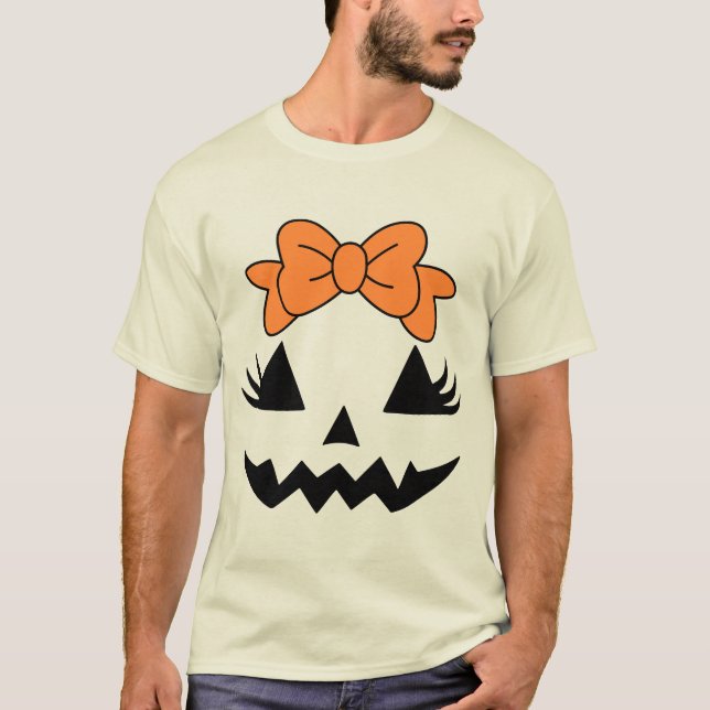 Camiseta Brillante Naranja Bow Design para Halloween (Anverso)