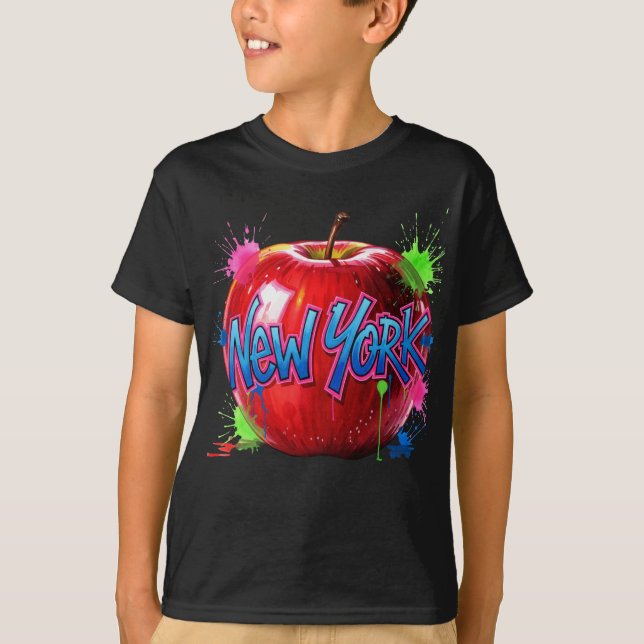 Camiseta Brillante Nueva York, Gran Manzana, por Natasha Us (Anverso)