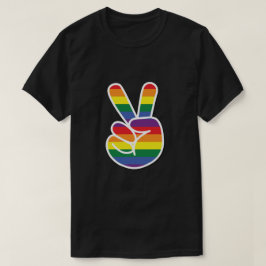 Camiseta Brillante signo de paz del orgullo arcoiris