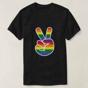 Camiseta Brillante signo de paz del orgullo arcoiris