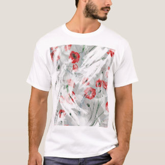 Camiseta Brillante Splash Red Poppy Watercolor