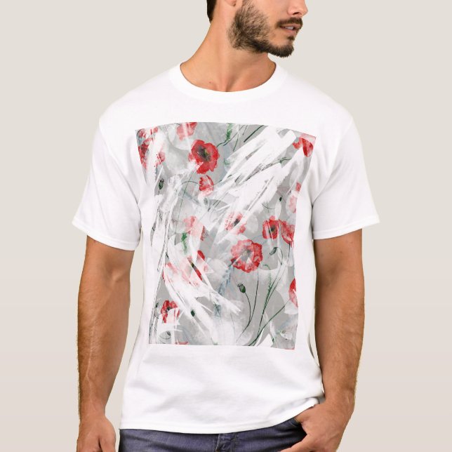 Camiseta Brillante Splash Red Poppy Watercolor (Anverso)