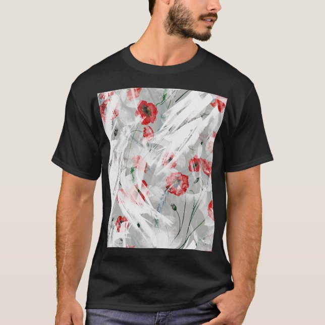 Camiseta Brillante Splash Red Poppy Watercolor (Anverso)
