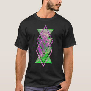 Camiseta Brillante Verde Morado Humo Triángulo Geometría Mo