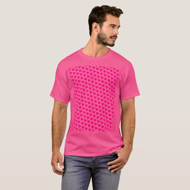Camiseta Brillante WOW Pink Valentine Hearts Pattern (Anverso completo)