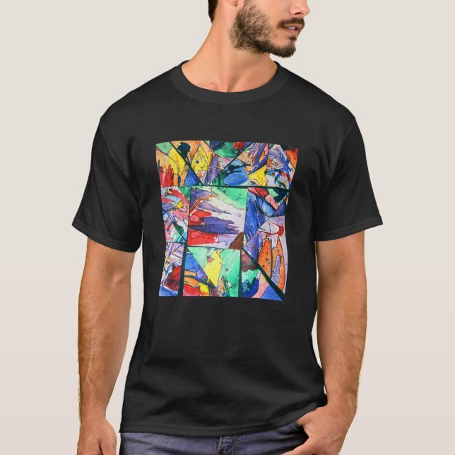 Camiseta Brillante y Colorido Collage Pintado Triangular Ab (Anverso)