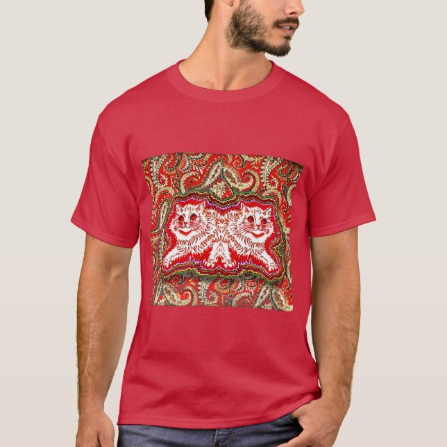 Camiseta Brillantes gatos rojos psicodélicos (por Louis Wai (Anverso)