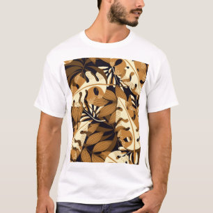 Camiseta Brillantes hojas tropicales patrón oscuro