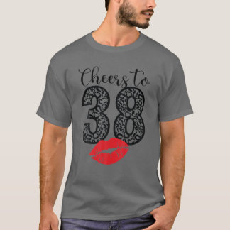 Camiseta Brindis por 38 años Labios Feliz cumpleaños Leopar