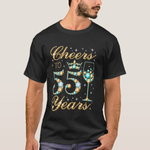 Camiseta Brindis por 55 años Cumpleaños número 55 Mujer Pri