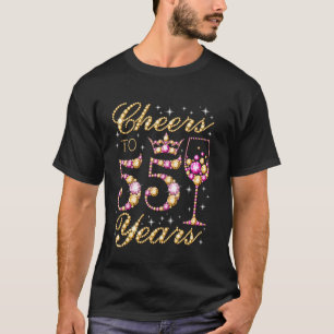 Camiseta Brindis por 55 años Cumpleaños número 55 Mujer Pri