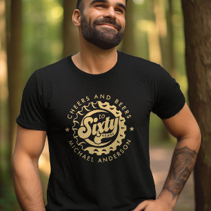 Camiseta Brindis y Cervezas Sesenta Años Cumpleaños Nombre 