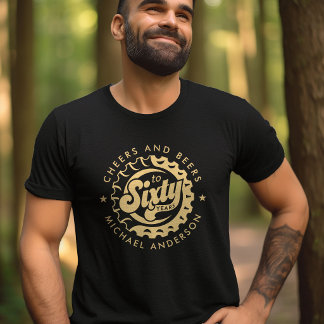 Camiseta Brindis y Cervezas Sesenta Años Cumpleaños Nombre