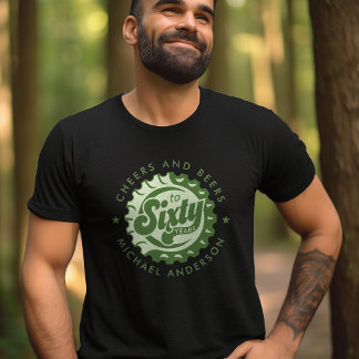 Camiseta Brindis y Cervezas Sesenta Años Cumpleaños Nombre