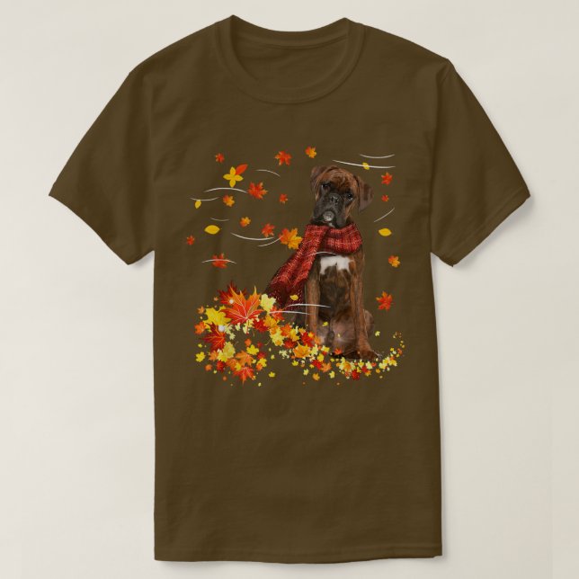 Camiseta Brindle Boer Fall Red Scarf Regalo De Hoja De Otoñ (Diseño del anverso)