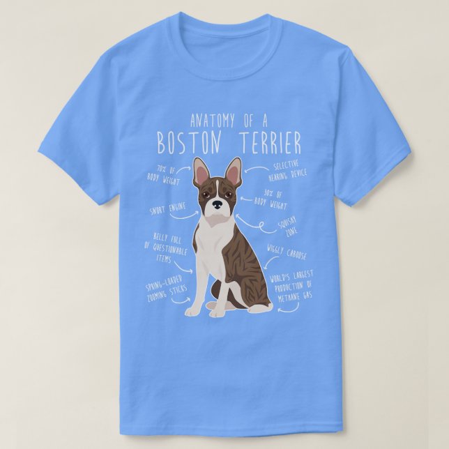 Camiseta Brindle Boston Terrier Dog Anatomía (Diseño del anverso)