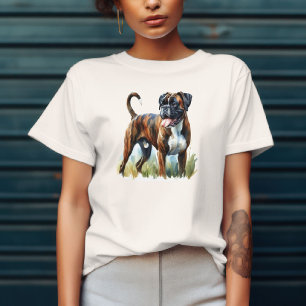 Camiseta Brindle Boxer presentado en acuarela