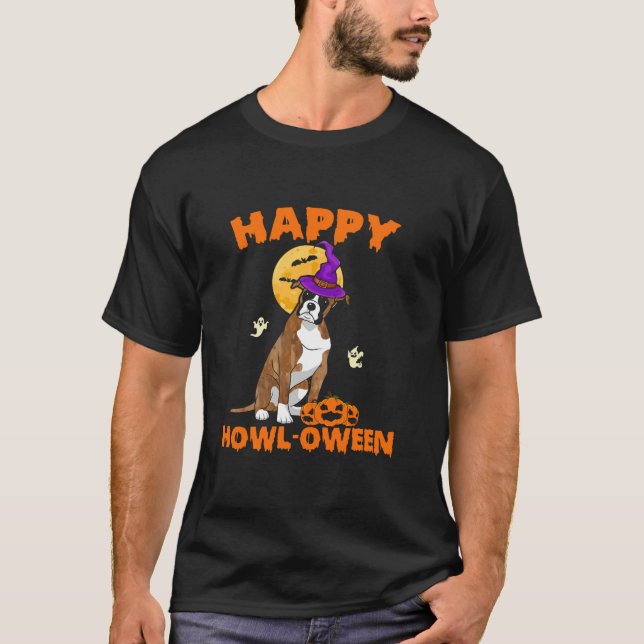 Camiseta Brindle Boxer Witch Costume Perro Lover Happy Hall (Anverso)
