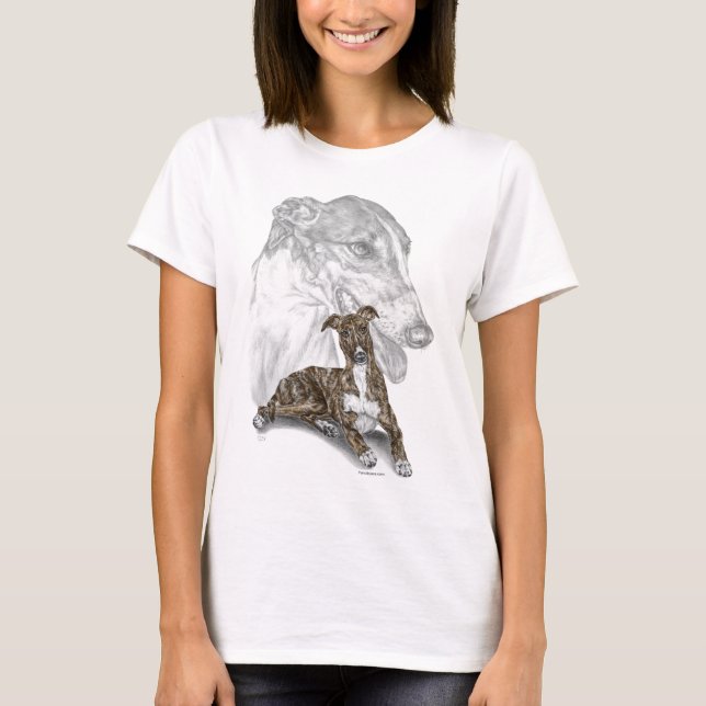 Camiseta Brindle Greyhound Dog Art (Anverso)