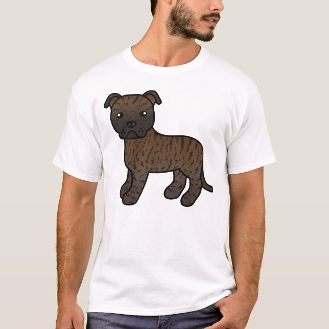 Camiseta Brindle Staffordshire Bull Terrier Cartog Dog (Anverso)