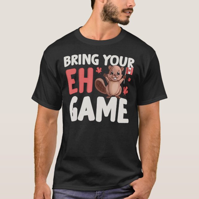 Camiseta Bring Your Eh Game Cute Beaver Canadian Flag Canad (Anverso)