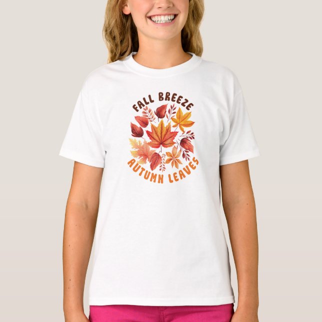 Camiseta Brisa de caída, hojas de otoño (Anverso)