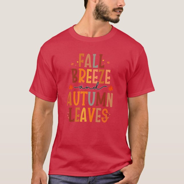 Camiseta Brisa de otoño y diseño de hojas de otoño caen S (Anverso)