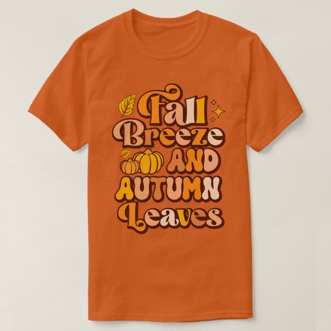 Camiseta brisa de otoño y hojas de otoño (Diseño del anverso)