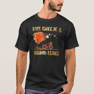Camiseta Brisa otoñal y hojas árbol y bicicleta de otoño
