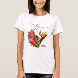 Camiseta Brisa Tropical Boda Floral de escritura de novia j