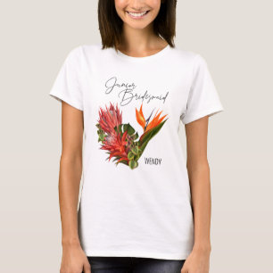 Camiseta Brisa Tropical Boda Floral de escritura de novia j