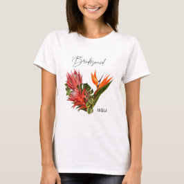 Camiseta Brisa Tropical Bridesmaid Script Boda Floral