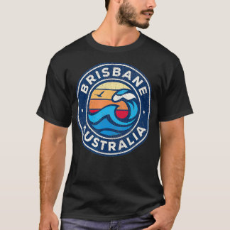 Camiseta Brisbane Australia Diseño de olas náuticas vintage