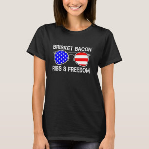 Camiseta Brisket Bacon Ribs & Freedom Grill BBQ Mekin Smoki