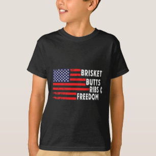 Camiseta Brisket Butts Ribs And Freedom Bbq Bandera Estadou