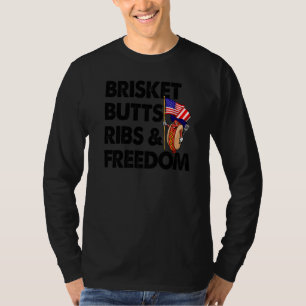 Camiseta Brisket Butts Ribs & Freedom Women Foodiage Sausag