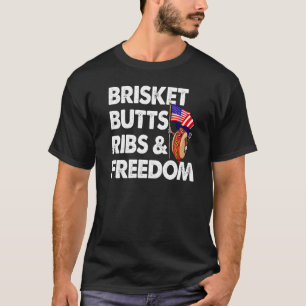 Camiseta Brisket Butts Ribs & Freedom Women Foodiage Sausag