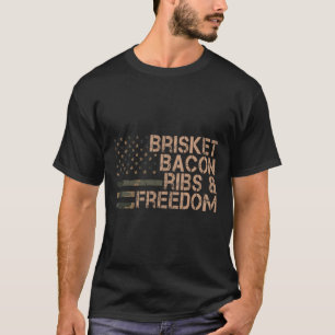 Camiseta Brisket Bycon Ribs Y Freedom Grill Bbq Funny Mea
