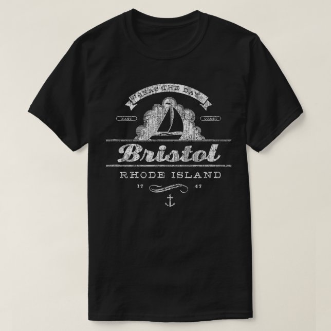 Camiseta Bristol RI Sailboat Vintage Nauwback (Diseño del anverso)